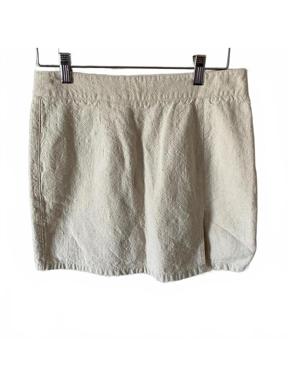 Lioness Cream Mini Skirt - Linen/Cotton Size M